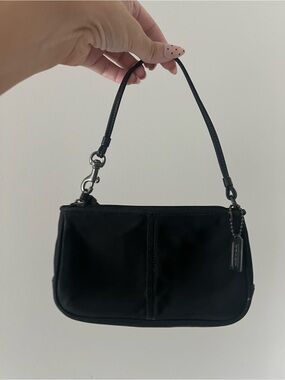 Coach Black Nylon Leather Trim Y2K Wristlet Mini Handbag